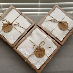 Elegant White Linen baby blanket with antique lace